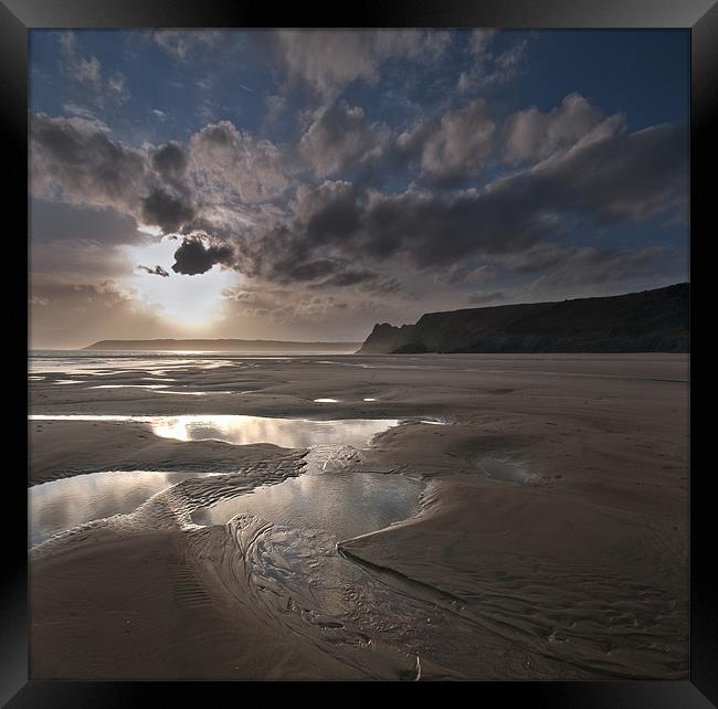 Three Cliffs Spring sunset Framed Print by Creative Photography Wales