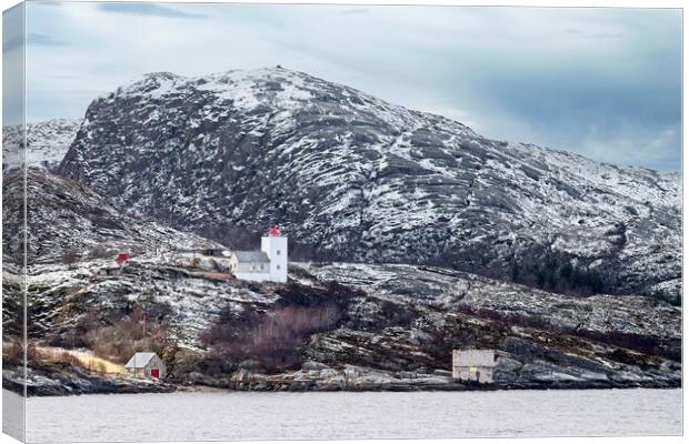 Norwegian Landscape and Lighthouse Canvas Print by Martyn Arnold