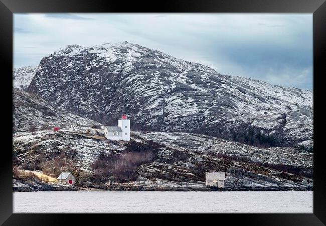 Norwegian Landscape and Lighthouse Framed Print by Martyn Arnold