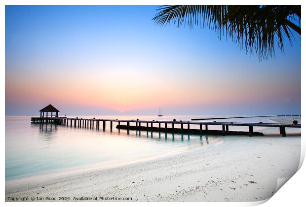Sunrise in the Maldives Print by Ian Good
