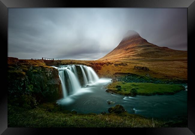 Kirkjufellfoss Waterfall in Iceland Framed Print by Ian Good