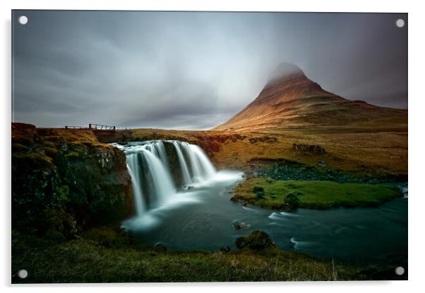 Kirkjufellfoss Waterfall in Iceland Acrylic by Ian Good