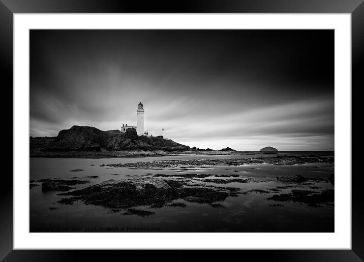Turnberry Lighthouse Black and White Framed Mounted Print by Ian Good