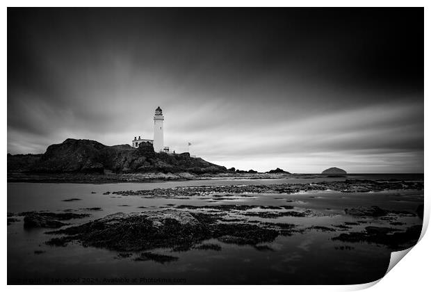 Turnberry Lighthouse Black and White Print by Ian Good