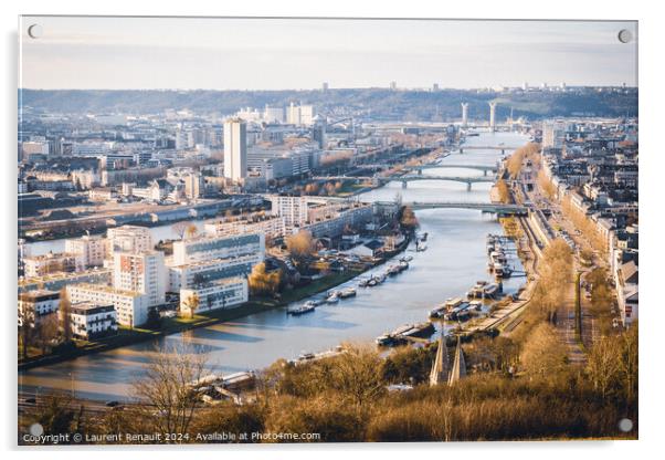 Panoramic aerial view of Rouen. Photography taken in winter, Fra Acrylic by Laurent Renault