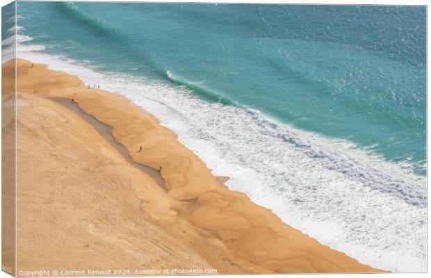 Nazaré beach showing beach and ocean in Nazaré, Portugal Canvas Print by Laurent Renault