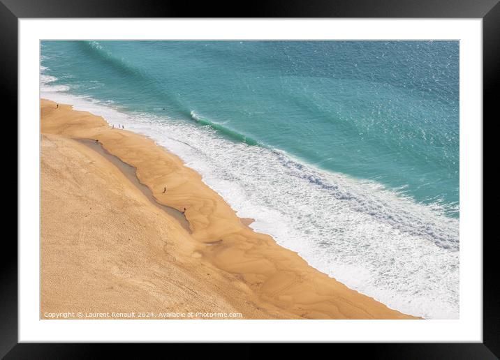Nazaré beach showing beach and ocean in Nazaré, Portugal Framed Mounted Print by Laurent Renault