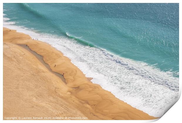 Nazaré beach showing beach and ocean in Nazaré, Portugal Print by Laurent Renault