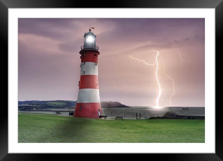 Plymouth Hoe Lightning Framed Mounted Print by Alison Chambers