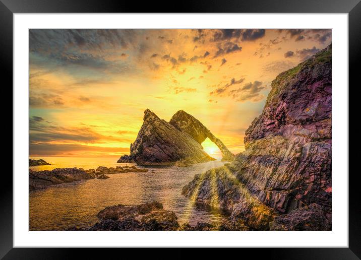 Dramatic Sunrise at Bow Fiddle Rock Framed Mounted Print by DAVID FRANCIS