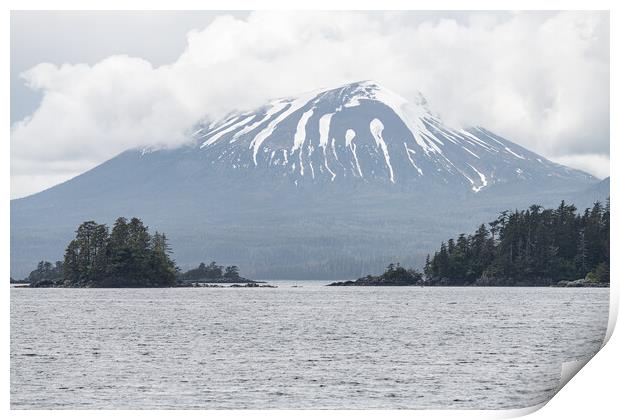 Islands and Snow Topped Mountains at Sitka, Alaska, USA. Print by Dave Collins