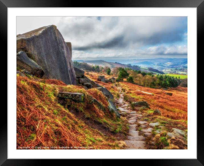 Stanage Edge Path Peak District. Framed Mounted Print by Craig Yates