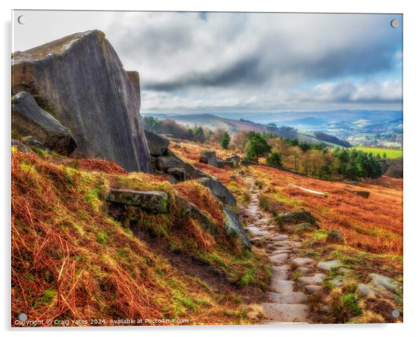 Stanage Edge Path Peak District. Acrylic by Craig Yates