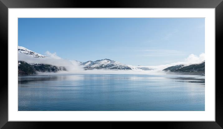 Fog on the mountains and sea in Passage Canal, Whittier, Alaska USA Framed Mounted Print by Dave Collins