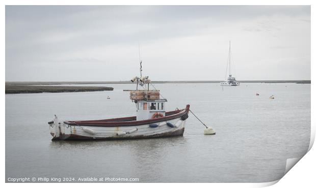 Fishing Boat at Orford, Suffolk.  Print by Philip King