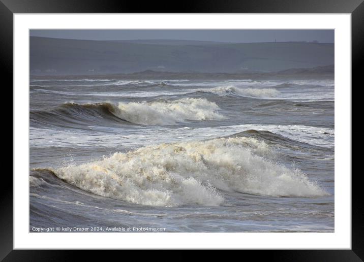 waves at Westward Ho! Framed Mounted Print by kelly Draper