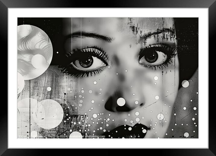 A stunning female portrait in black and white with deep shadows. Framed Mounted Print by Michael Piepgras