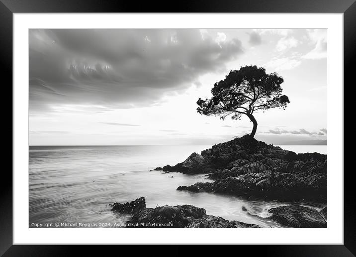 An abstract landscape shot in black and white. Framed Mounted Print by Michael Piepgras