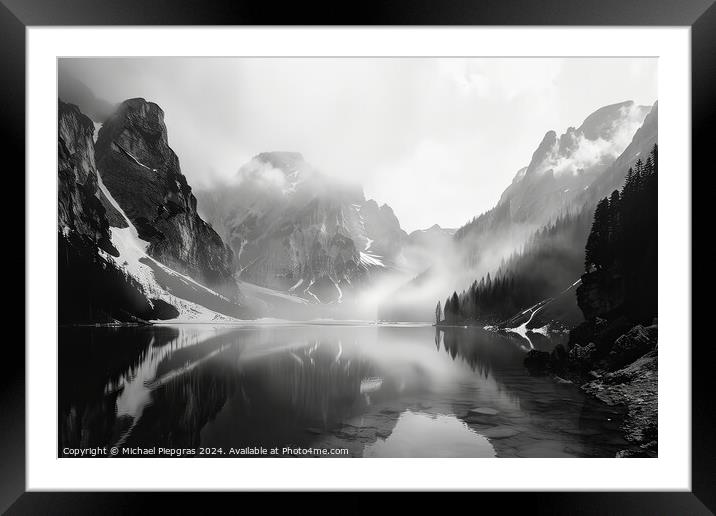 An abstract landscape shot in black and white. Framed Mounted Print by Michael Piepgras