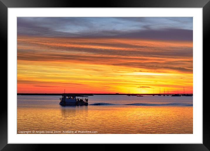 Boat and the Ria Formosa Sunset Framed Mounted Print by Angelo DeVal