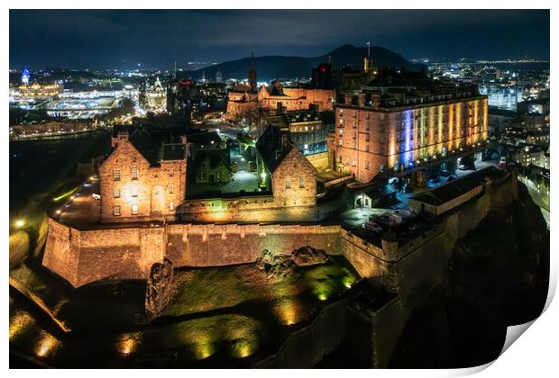 Edinburgh Castle at Night Print by Apollo Aerial Photography