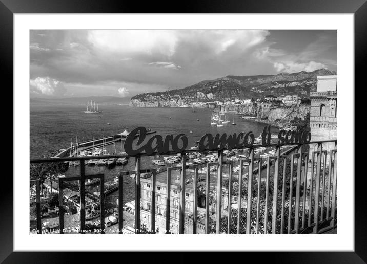  Sorrento Marina Piccola View Mono Framed Mounted Print by Diana Mower