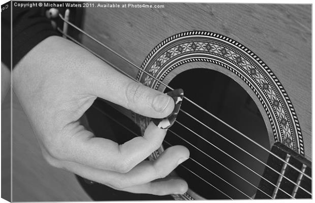 Guitar Picking Black and White Canvas Print by Michael Waters Photography