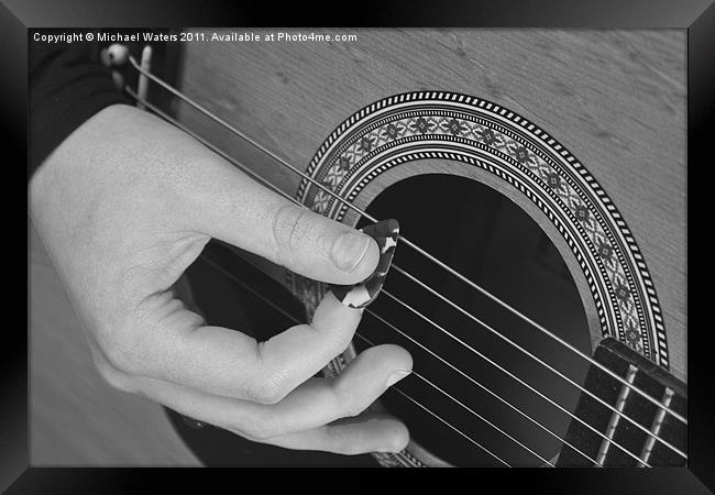 Guitar Picking Black and White Framed Print by Michael Waters Photography