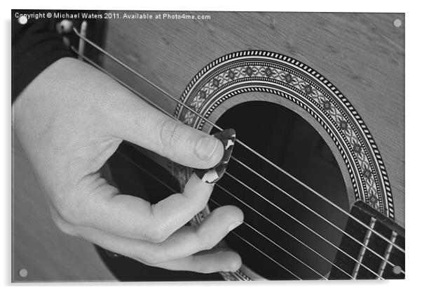 Guitar Picking Black and White Acrylic by Michael Waters Photography