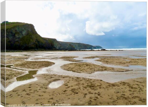 Footprints and Pools Cornwall  Canvas Print by Beryl Curran