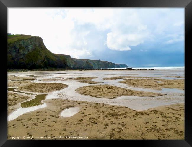 Footprints and Pools Cornwall  Framed Print by Beryl Curran