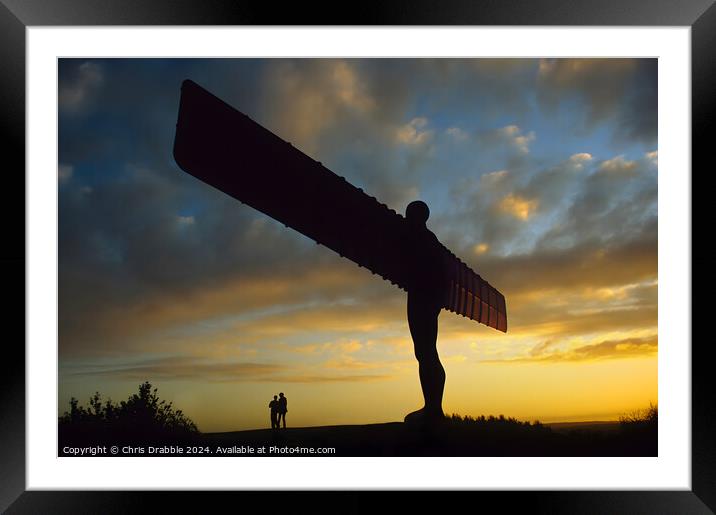 Angel of the North at sunset Framed Mounted Print by Chris Drabble