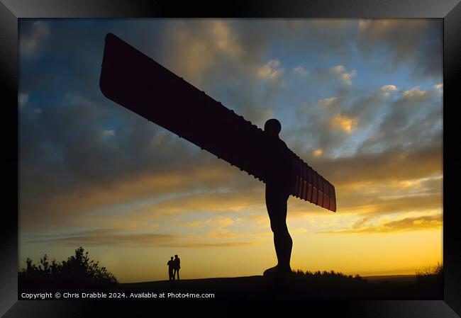 Angel of the North at sunset Framed Print by Chris Drabble