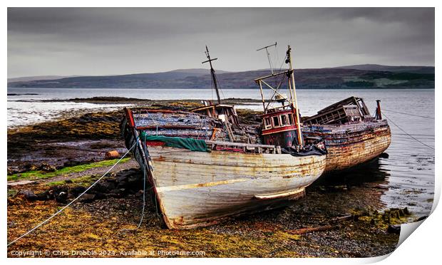 The Wrecks in Salen Bay. Isle of Mull Print by Chris Drabble