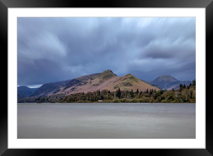 Moody View Across Derwentwater To Catbells Framed Mounted Print by Roger Green