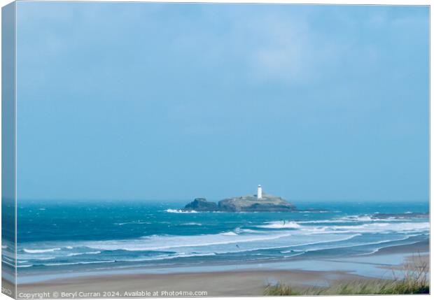 Godrevy Lighthouse Cornish Coast Canvas Print by Beryl Curran