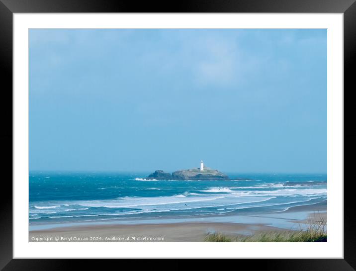 Godrevy Lighthouse Cornish Coast Framed Mounted Print by Beryl Curran