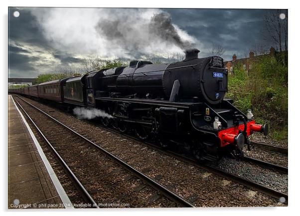 Steam Through Time: LMS Black 5 No. 44871  Acrylic by phil pace