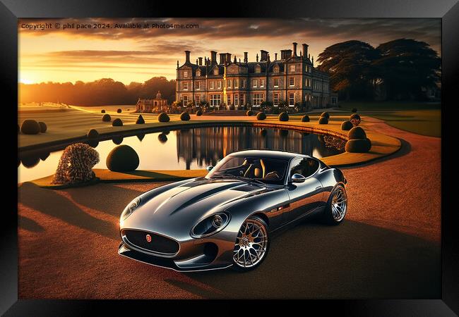 Million-Dollar Majesty: The Platinum Jaguar's Estate Framed Print by phil pace