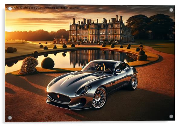 Million-Dollar Majesty: The Platinum Jaguar's Estate Acrylic by phil pace