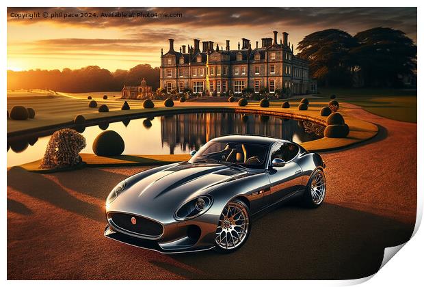 Million-Dollar Majesty: The Platinum Jaguar's Estate Print by phil pace
