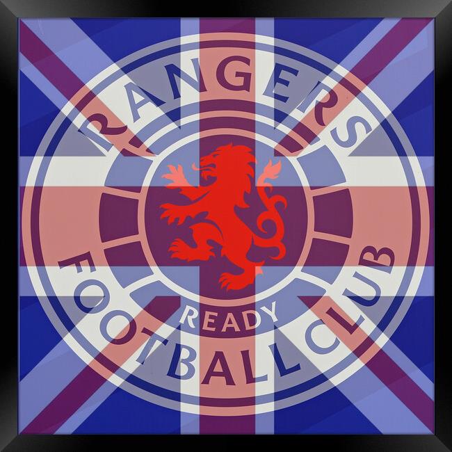 Rangers FC emblem and Union Jack Framed Print by Allan Durward Photography
