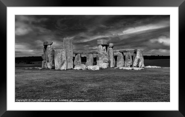 Stonehenge in Mono Framed Mounted Print by Tom McPherson