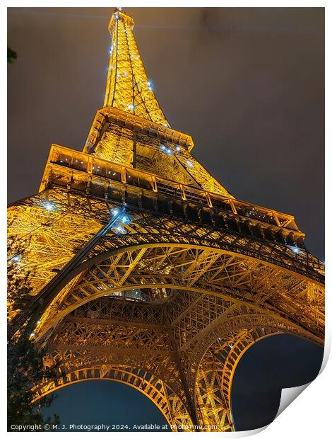 Eiffel Tower in Paris, France Print by M. J. Photography