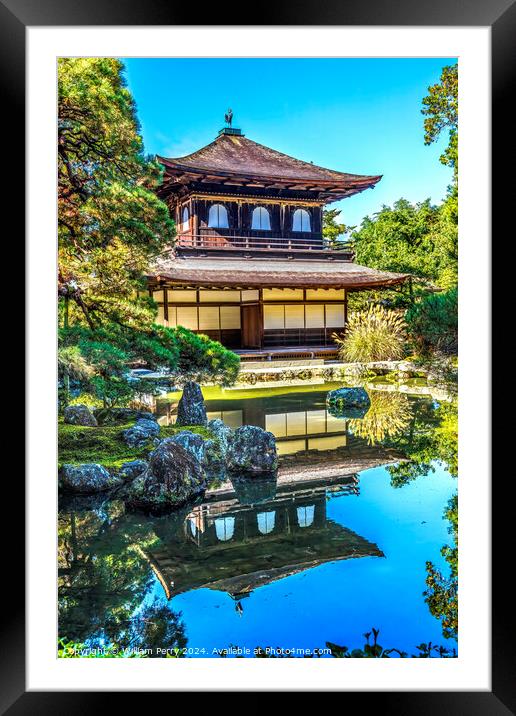 Colorful Fall Water Reflection Ginkakuji Silver Pavilion Temple  Framed Mounted Print by William Perry