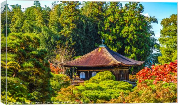 Colorful Fall Kannon Hall Ginkakuji Silver Temple Kyoto Japan Canvas Print by William Perry