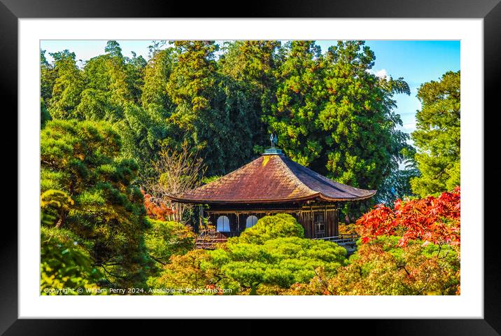 Colorful Fall Kannon Hall Ginkakuji Silver Temple Kyoto Japan Framed Mounted Print by William Perry