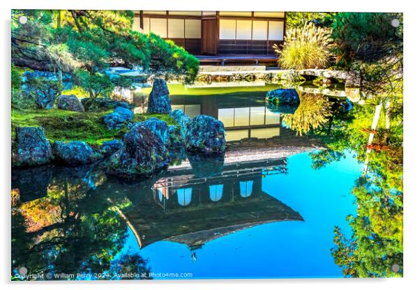 Colorful Water Reflection Ginkakuji Silver Pavilion Temple Kyoto Japan Acrylic by William Perry