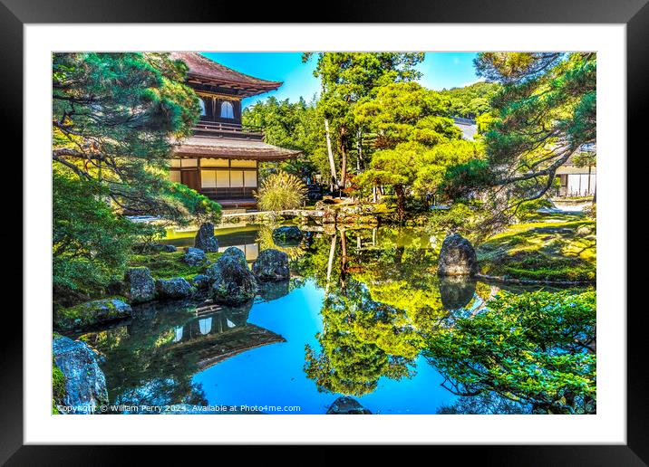 Water Reflection Ginkakuji Silver Pavilion Temple Kyoto Japan Framed Mounted Print by William Perry
