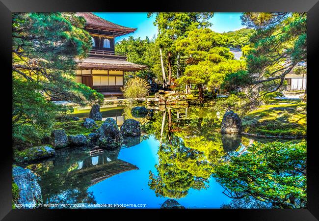 Water Reflection Ginkakuji Silver Pavilion Temple Kyoto Japan Framed Print by William Perry